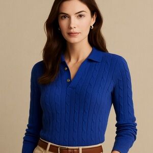 Tommy Hilfiger cable-knit polo sweater Size Large